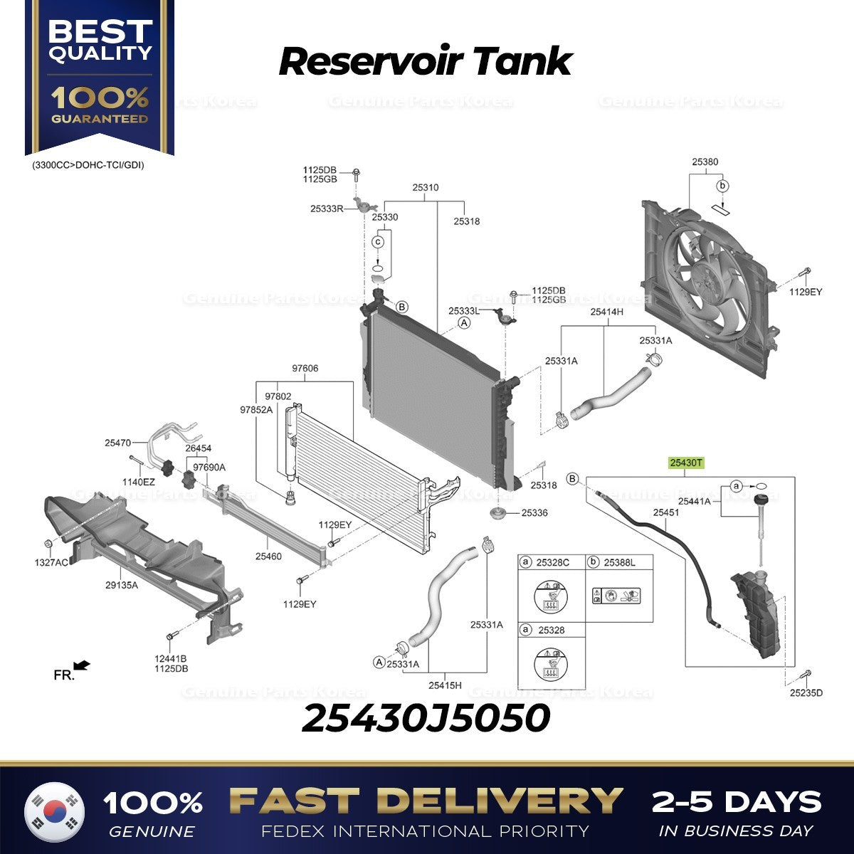Genuine Reservoir Tank 25430J5050 for Hyundai Genesis G70 Kia Stinger