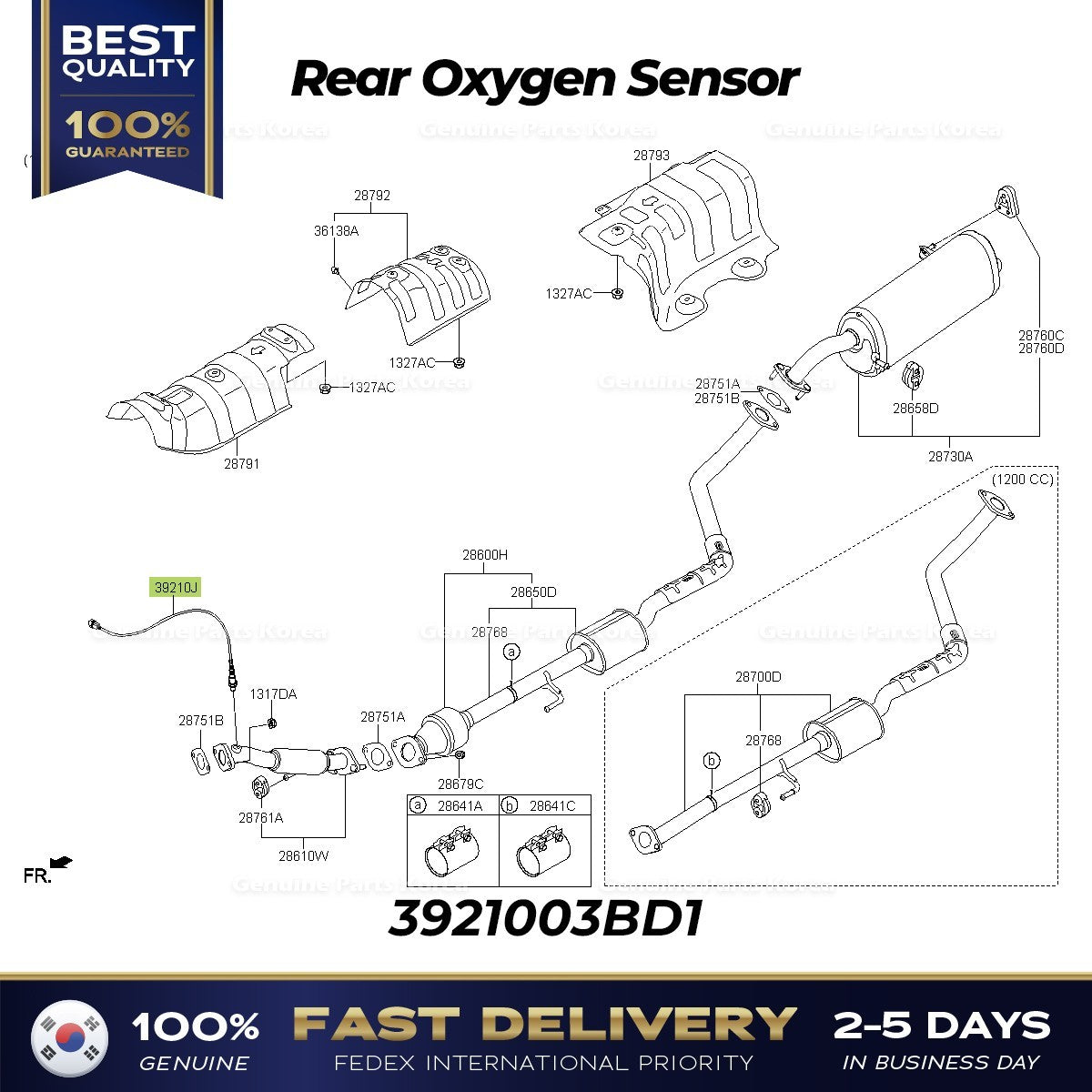 Genuine Rear Oxygen Sensor 3921003BD1 for Kia Rio Stonic