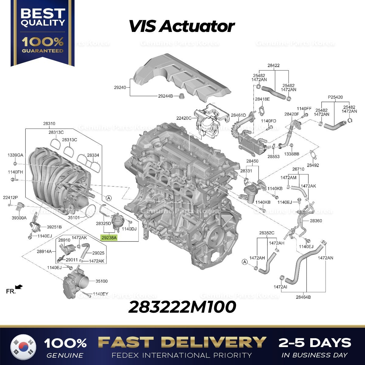 Genuine VIS Actuator 283222M100 for Hyundai Accent Kia Rio