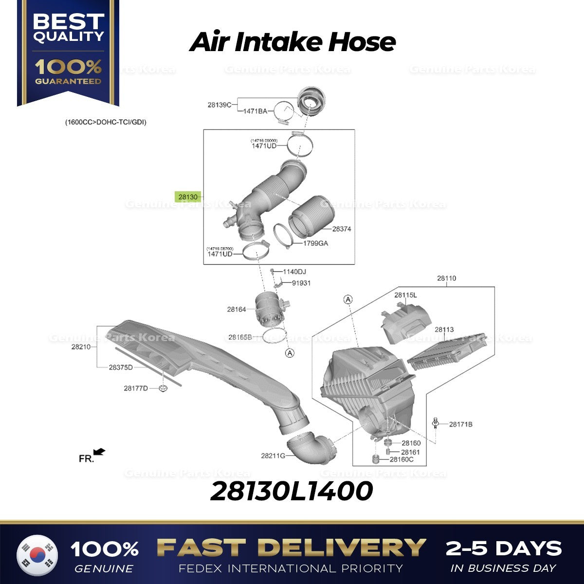 Genuine Air Intake Hose 28130L1400 for Hyundai Sonata
