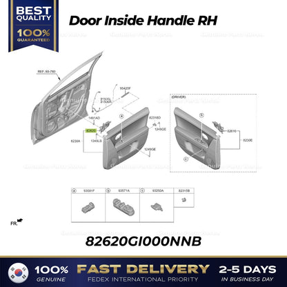 Genuine Door Inside Handle RH 82620GI000NNB for Hyundai Ioniq 5 Electric