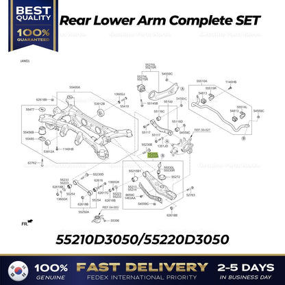 Genuine Rear Lower Arm Complete SET 55210D3050 55220D3050 for Hyundai Tucson