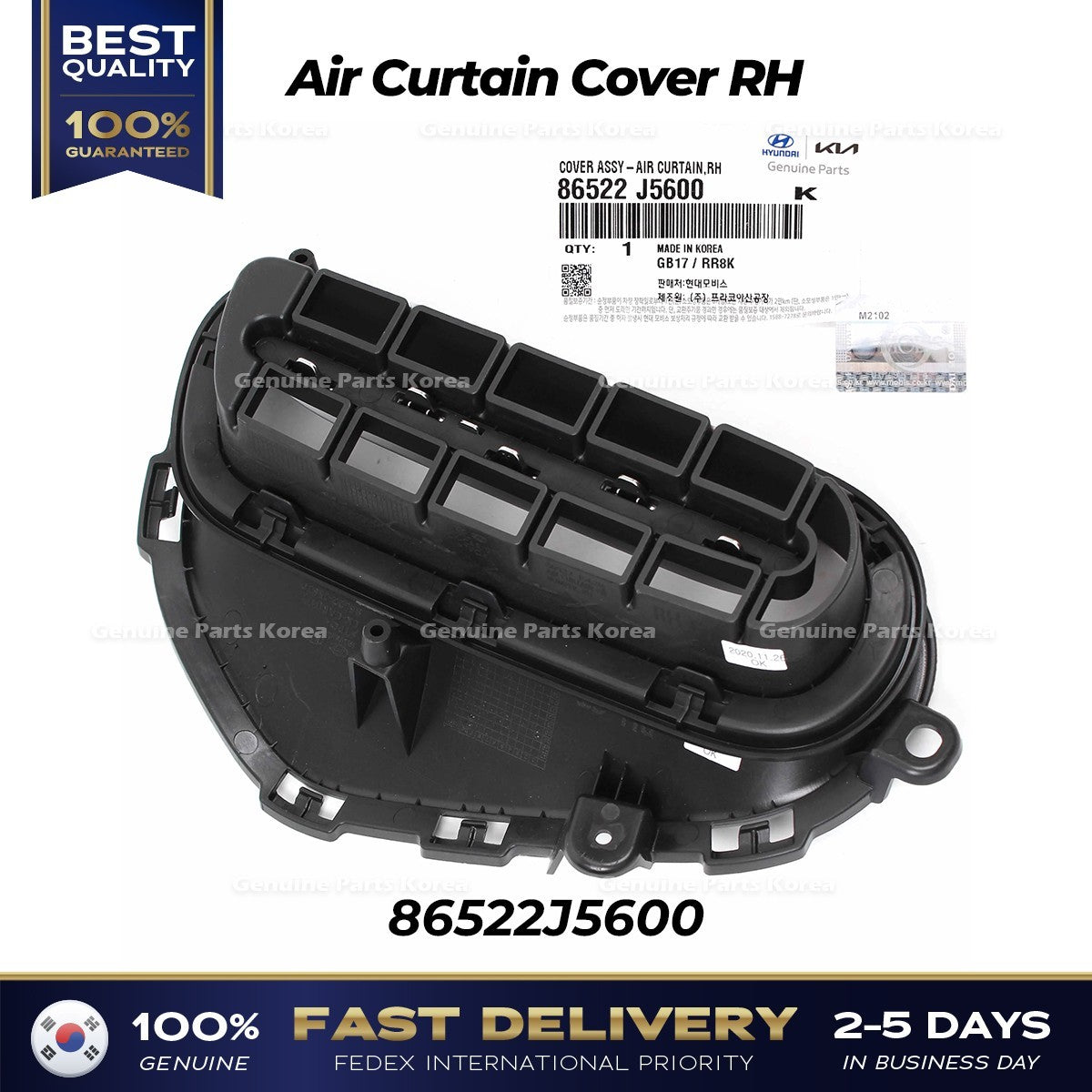 Genuine Air Curtain Cover RH 86522J5600 for Kia Stinger