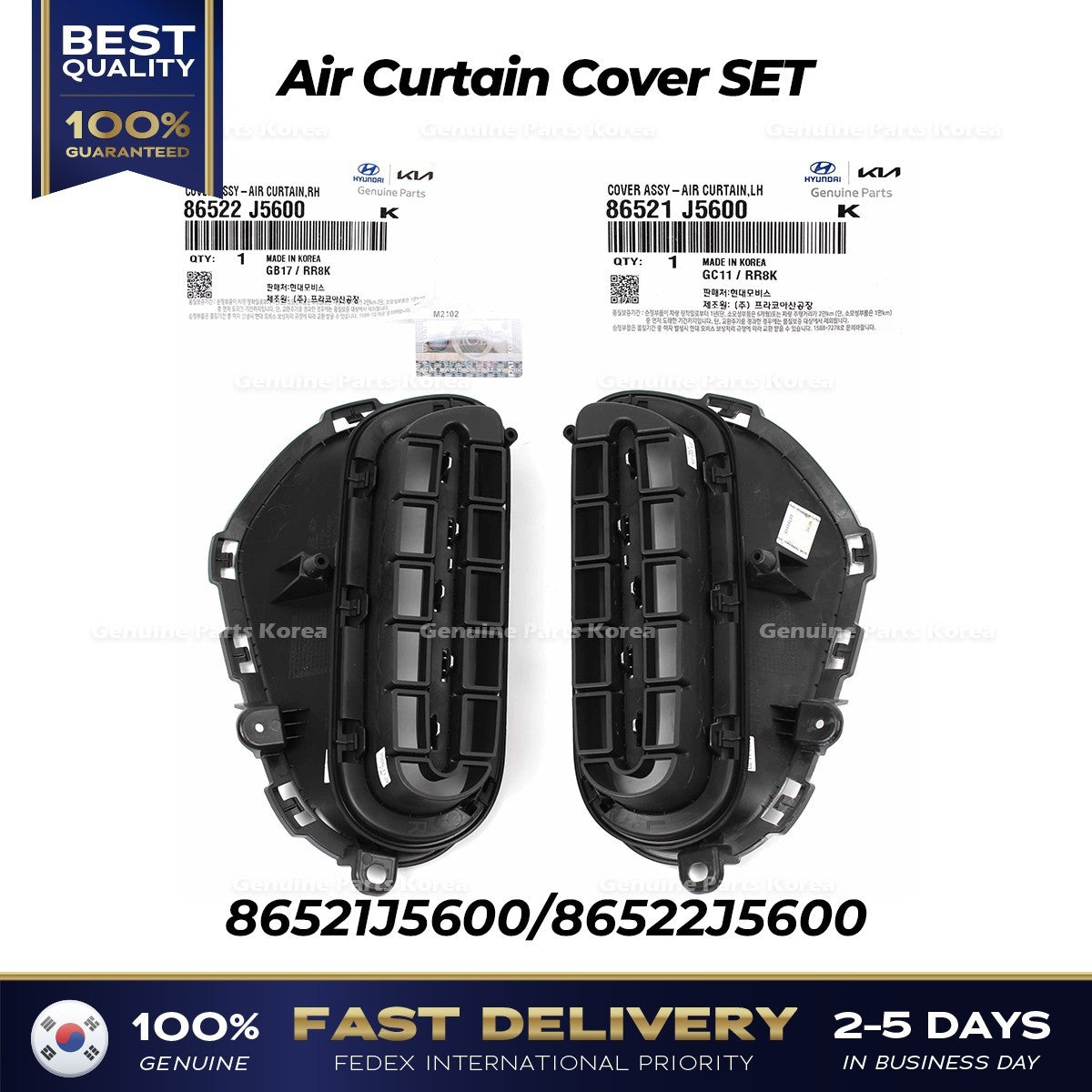 Genuine Air Curtain Cover SET 86521J5600 86522J5600 for Kia Stinger