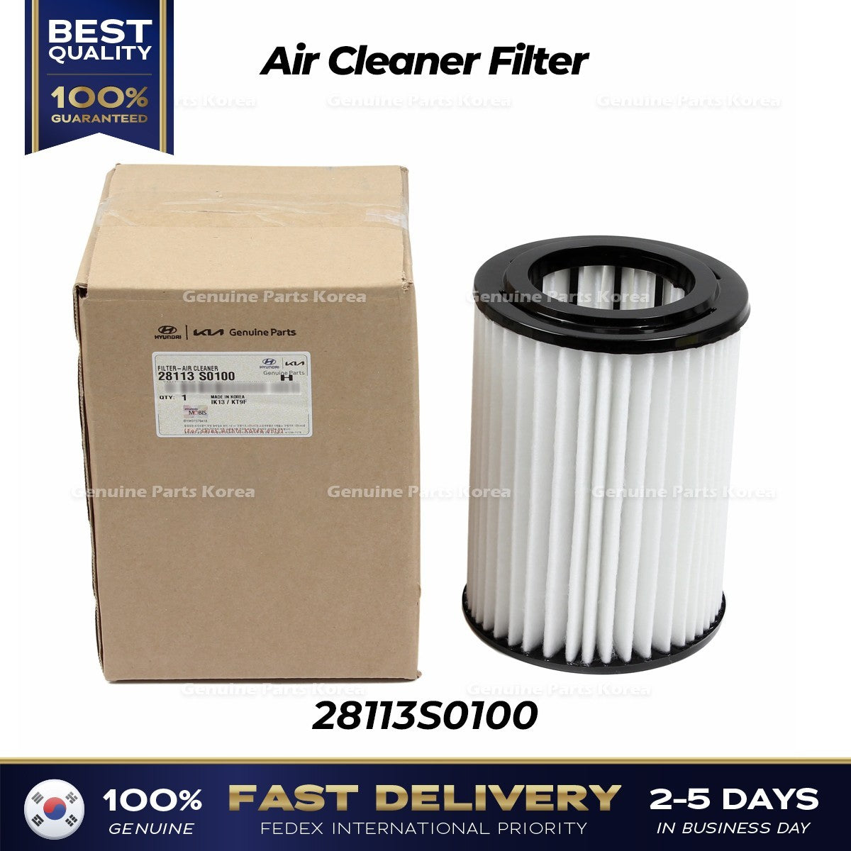 Genuine Air Cleaner Filter 28113S0100 for Hyundai Kona N Veloster N