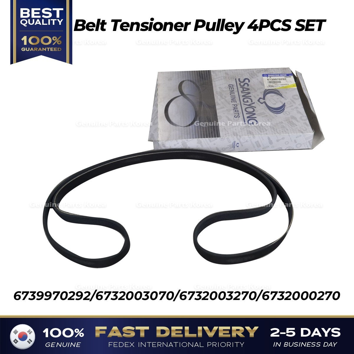 Genuine Belt Tensioner Pulley 4PCS SET for Ssangyong Tivoli