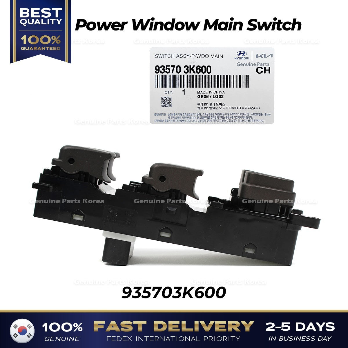 Genuine Power Window Main Switch 935703K600 for Hyundai Sonata