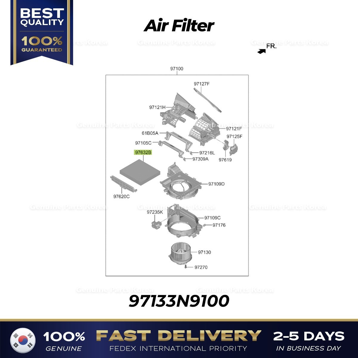 Genuine Air Filter 97133N9100 for Hyundai Tucson Kia Niro Sportage