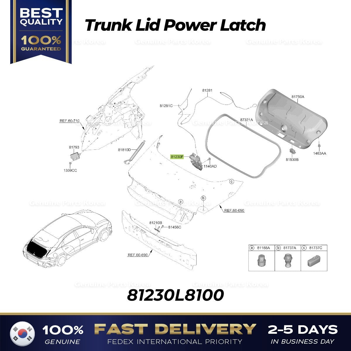 Genuine Trunk Lid Power Latch 81230L8100 for Hyundai Ioniq 6