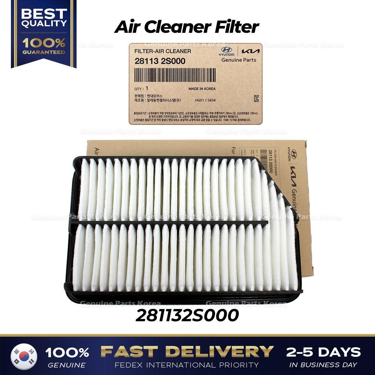 Genuine Air Cleaner Filter 281132S000 for Hyundai Tucson Kia Sportage