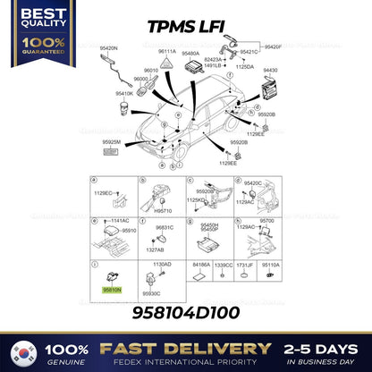 Genuine TPMS LFI 958104D100 for Hyundai Santa Fe Kia Sedona