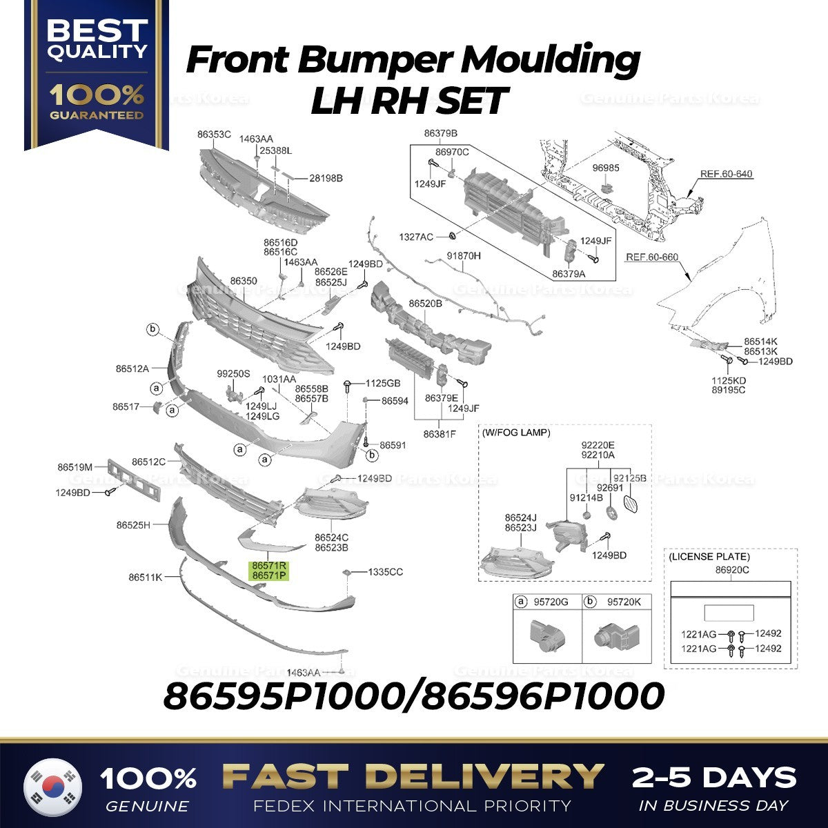 Genuine Front Bumper Moulding LH RH SET for Kia Sportage