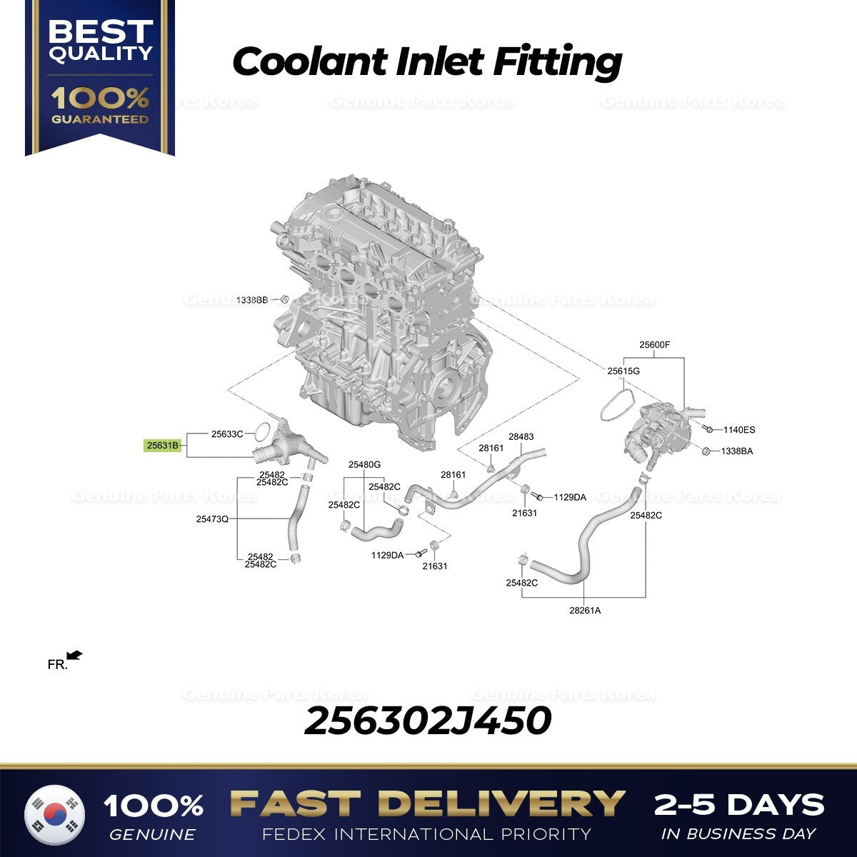 Genuine Coolant Inlet Fitting 256302J450 for Hyundai Tucson Kia Sportage