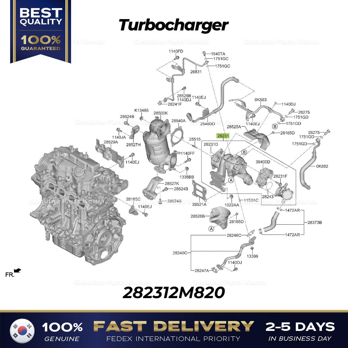 Genuine Turbocharger 282312M820 for Kia K5