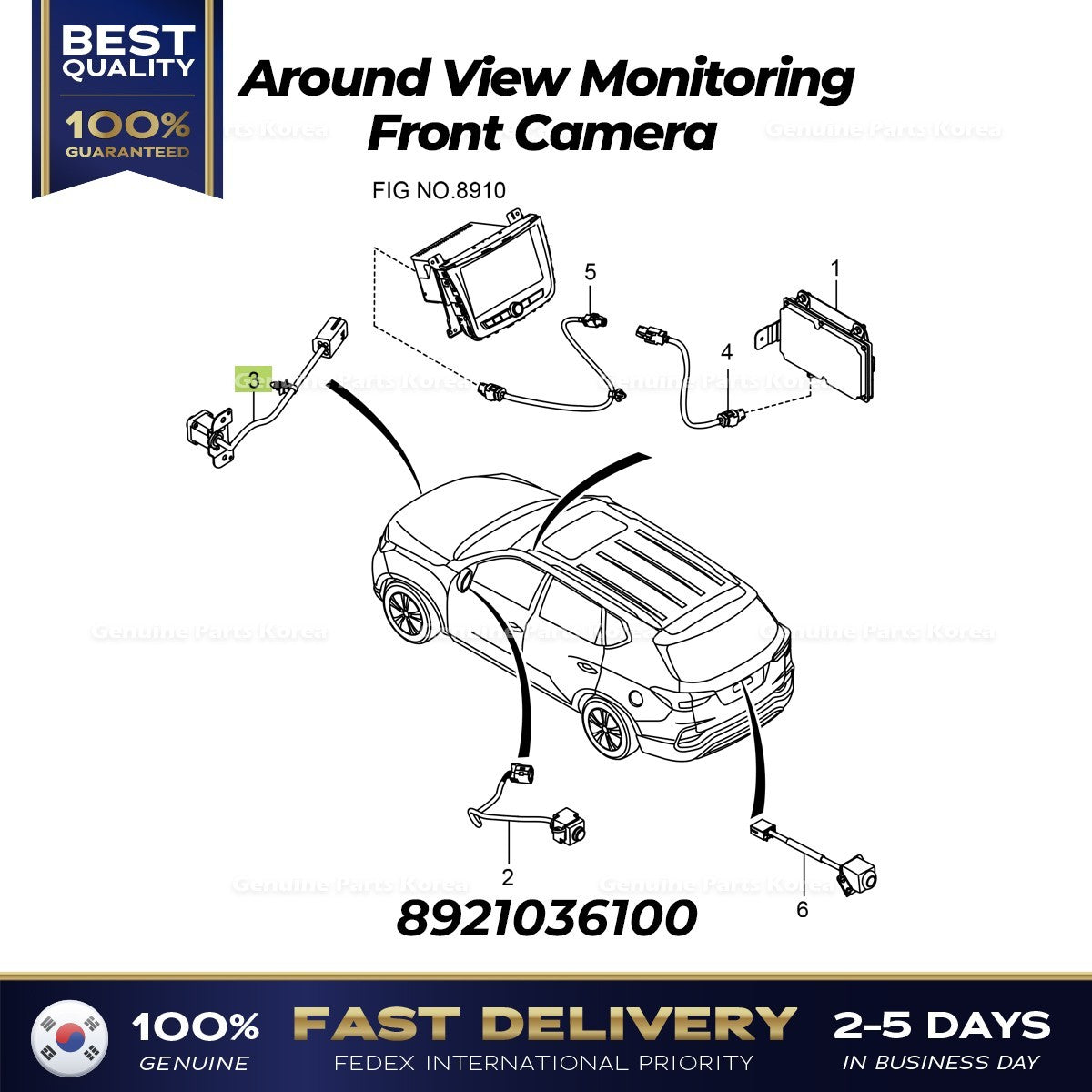 Genuine Around View Monitoring Front Camera 8921036100 for Ssangyong Rexton G4