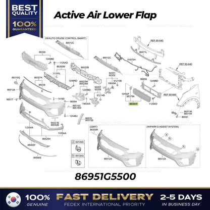 Genuine Active Air Lower Flap 86951G5500 for Kia Niro Hybrid