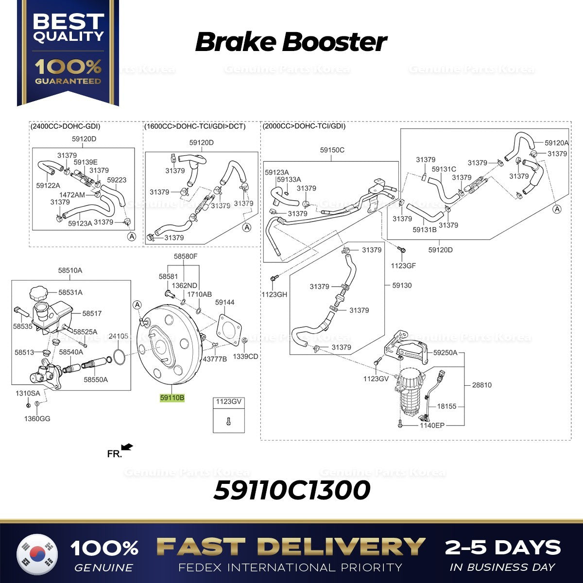 Genuine Brake Booster 59110C1300 for Hyundai Sonata Kia Optima