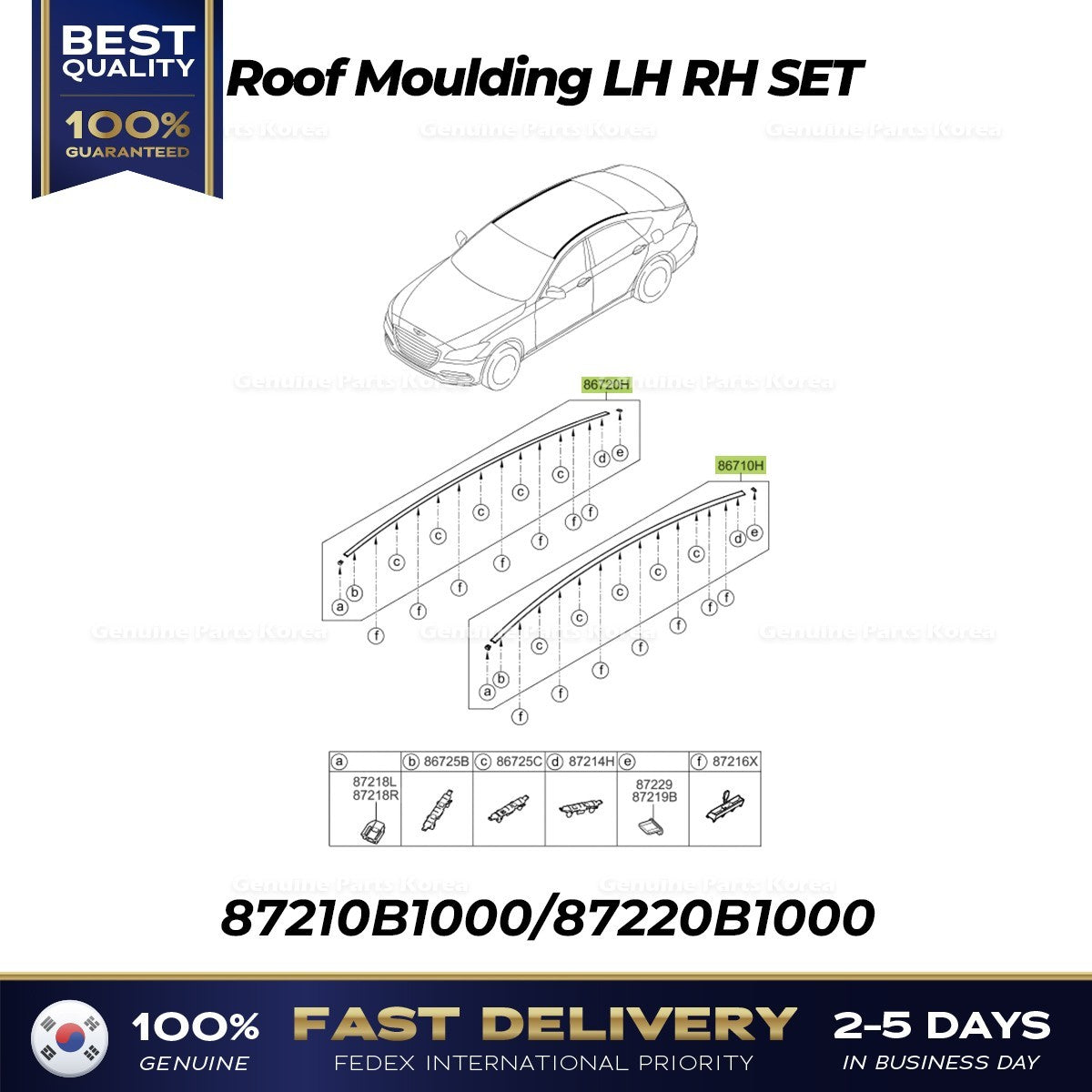 Genuine Roof Moulding LH RH SET 87210B1000 87220B1000 for Hyundai Genesis G80