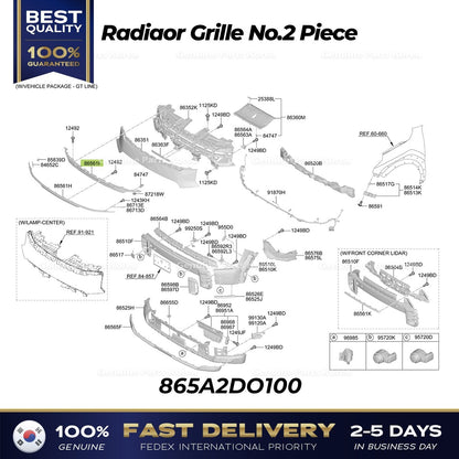 Genuine Radiaor Grille No.2 Piece 865A2DO100 for Kia EV9