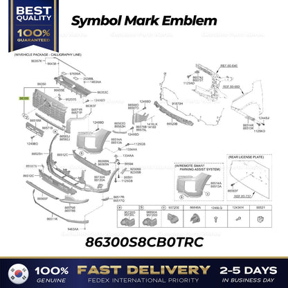 Genuine Symbol Mark Emblem 86300S8CB0TRC for Hyundai Palisade