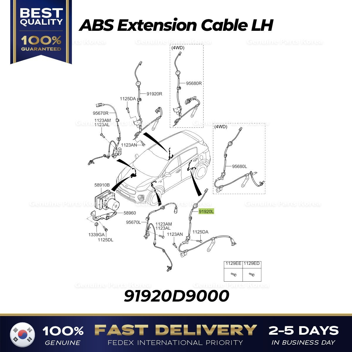 Genuine ABS Extension Cable LH 91920D9000 for Kia Sportage