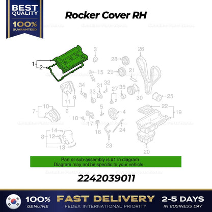 Genuine Rocker Cover RH 2242039011 for Hyundai Santa Fe Kia Amanti