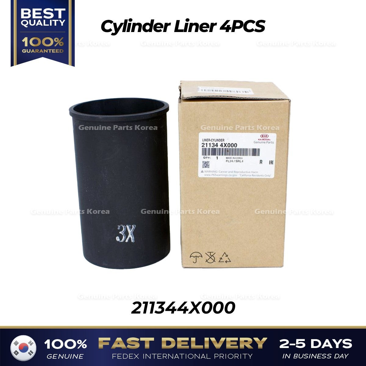 Genuine Cylinder Liner 4PCS 211344X000 for Hyundai Terracan Kia Carnival