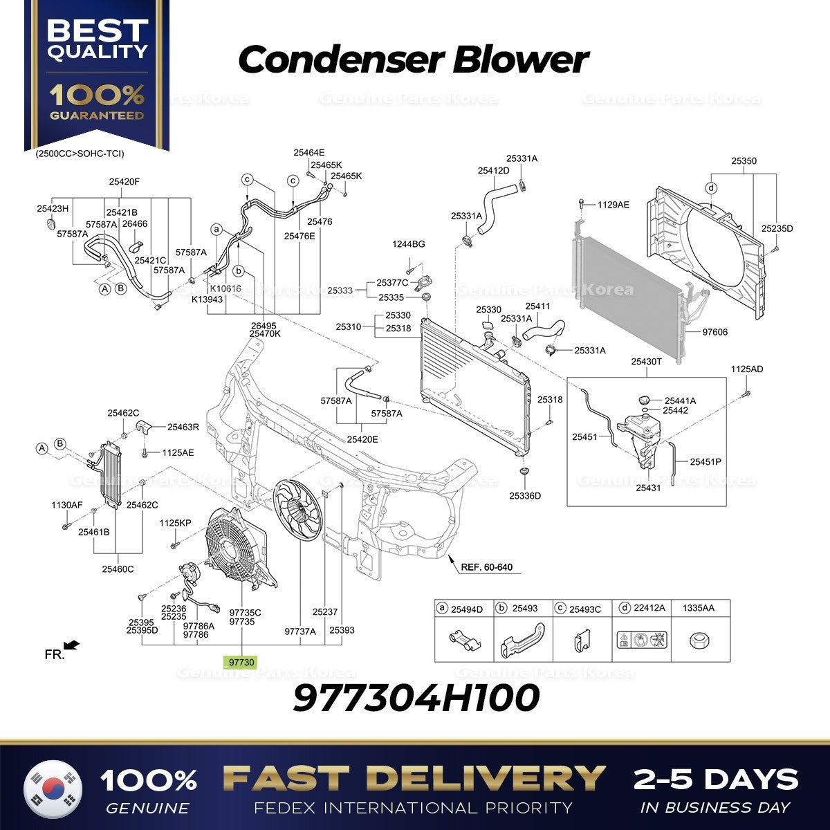 Genuine Condenser Blower 977304H100 for Hyundai H1 Grand Starex