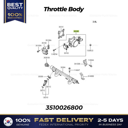 Genuine Throttle Body 3510026800 for Hyundai Elantra Kia Cerato