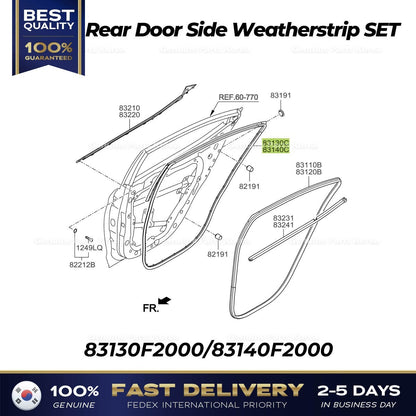 Genuine Rear Door Side Weatherstrip SET for Hyundai Elantra