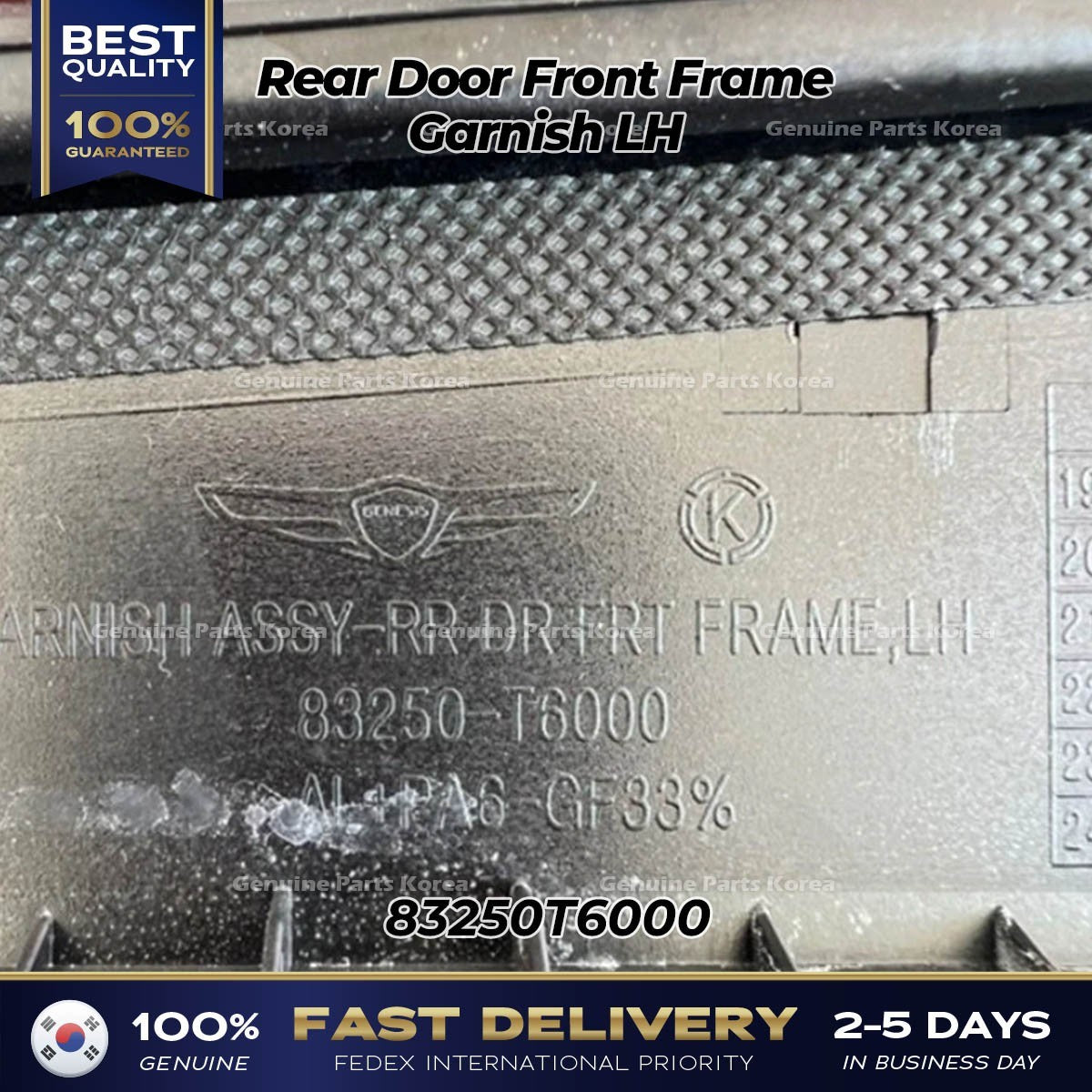 Genuine Rear Door Front Frame Garnish LH 83250T6000 for Hyundai Genesis GV80