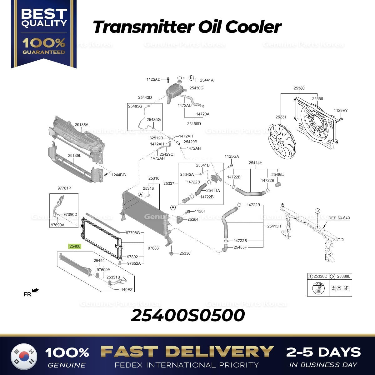 Genuine Transmitter Oil Cooler 25400S0500 for Hyundai Elantra N