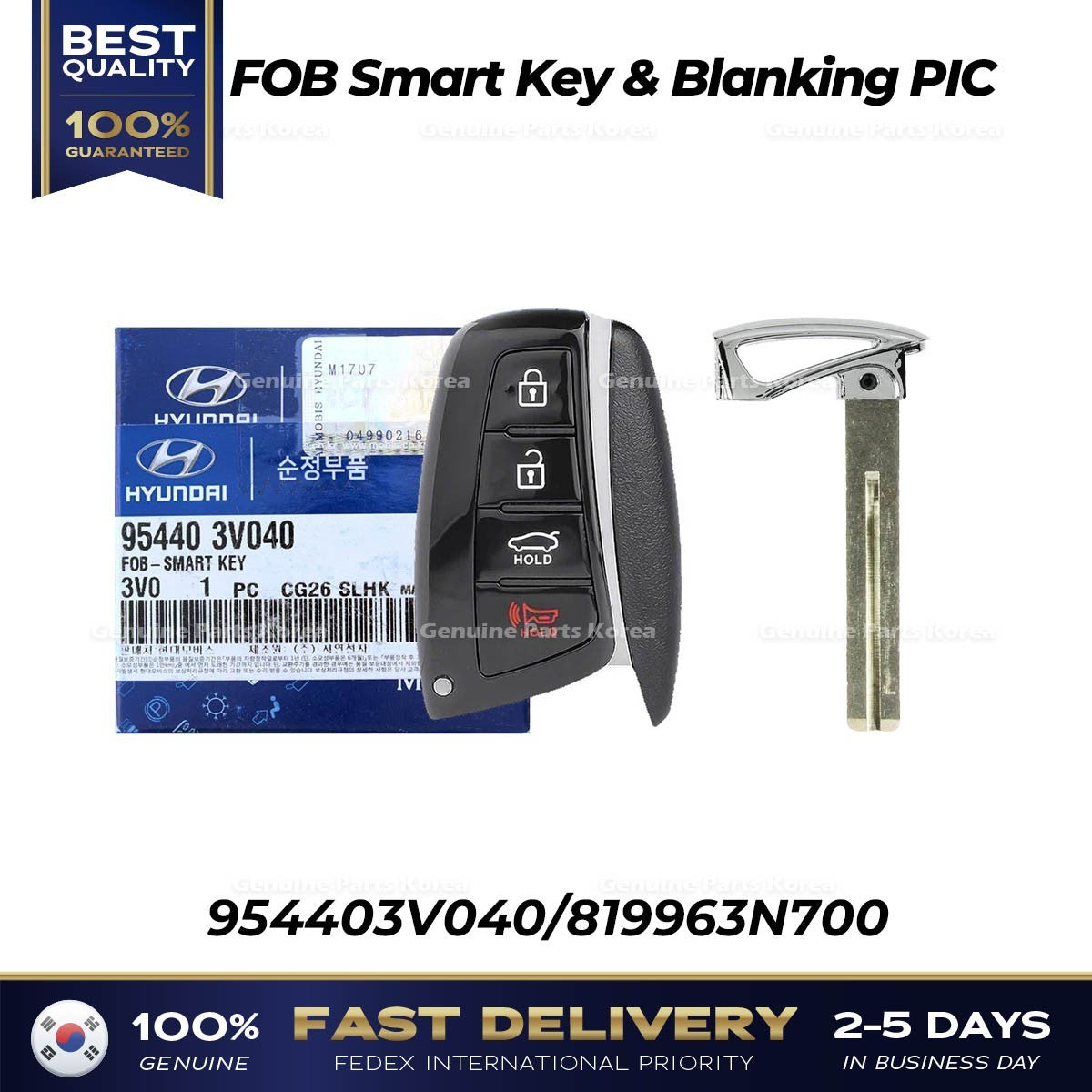 Genuine FOB Smart Key & Blanking PIC 954403V040 for Hyundai Azera