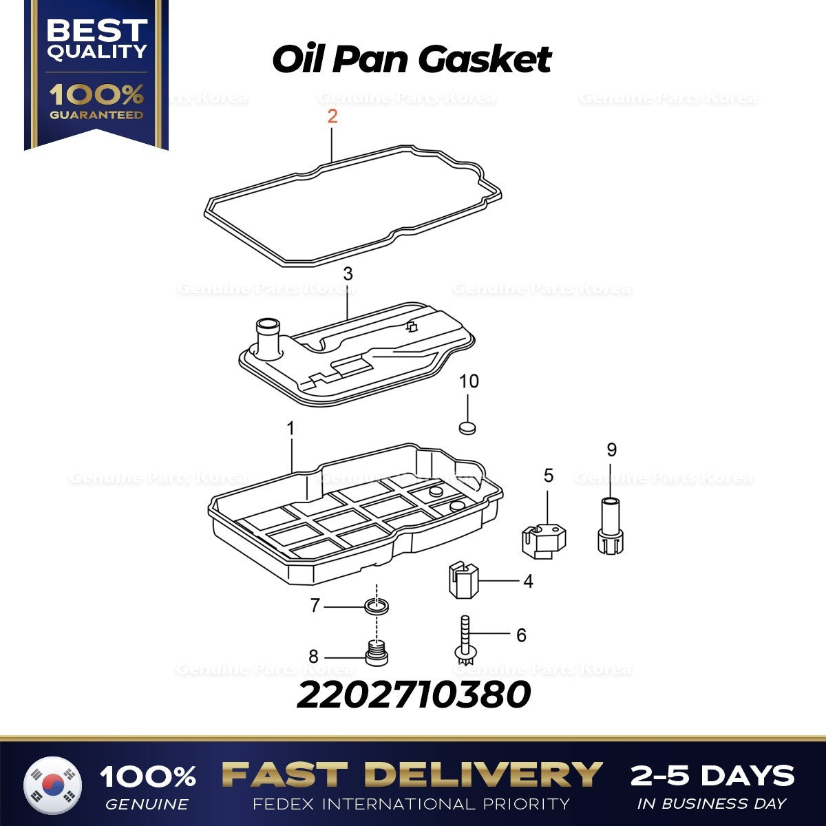 Genuine Oil Pan Gasket 2202710380 for Ssangyong Rexton G4