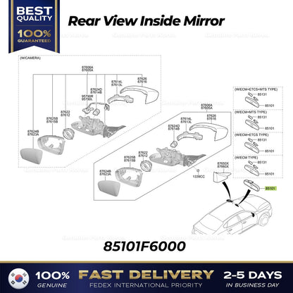 Genuine Rear View Inside Mirror 85101F6000 for Kia K7