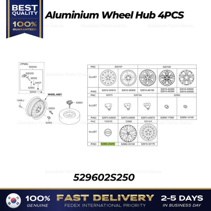 Genuine Aluminium Wheel Hub 4PCS 529602S250 for Hyundai Elantra