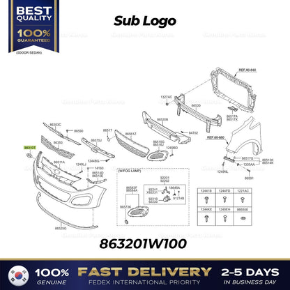 Genuine Sub Logo 863201W100 for Kia Rio