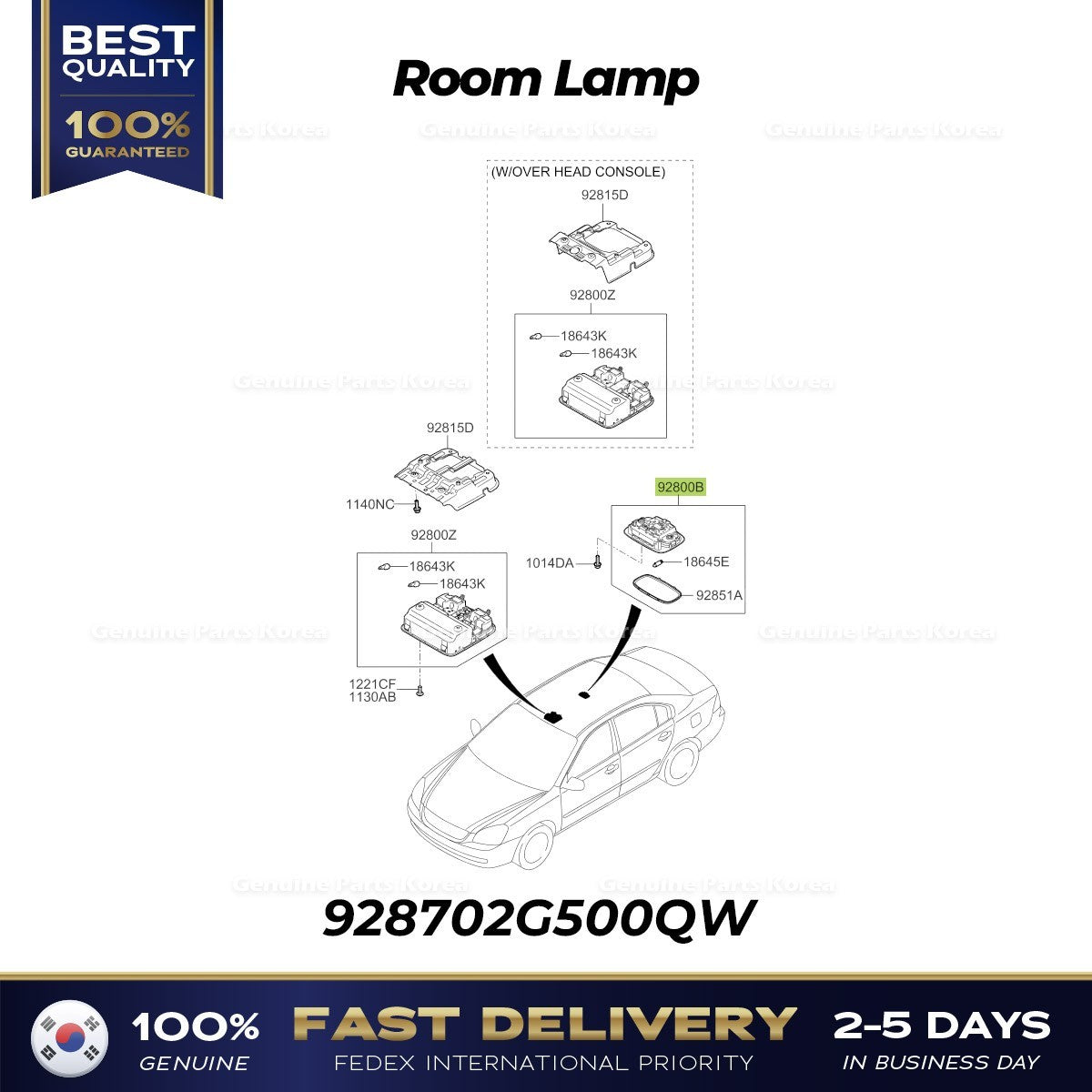 Genuine Room Lamp 928702G500QW for Kia Optima