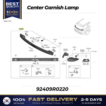 Genuine Center Garnish Lamp 92409R0220 for Kia Carnival