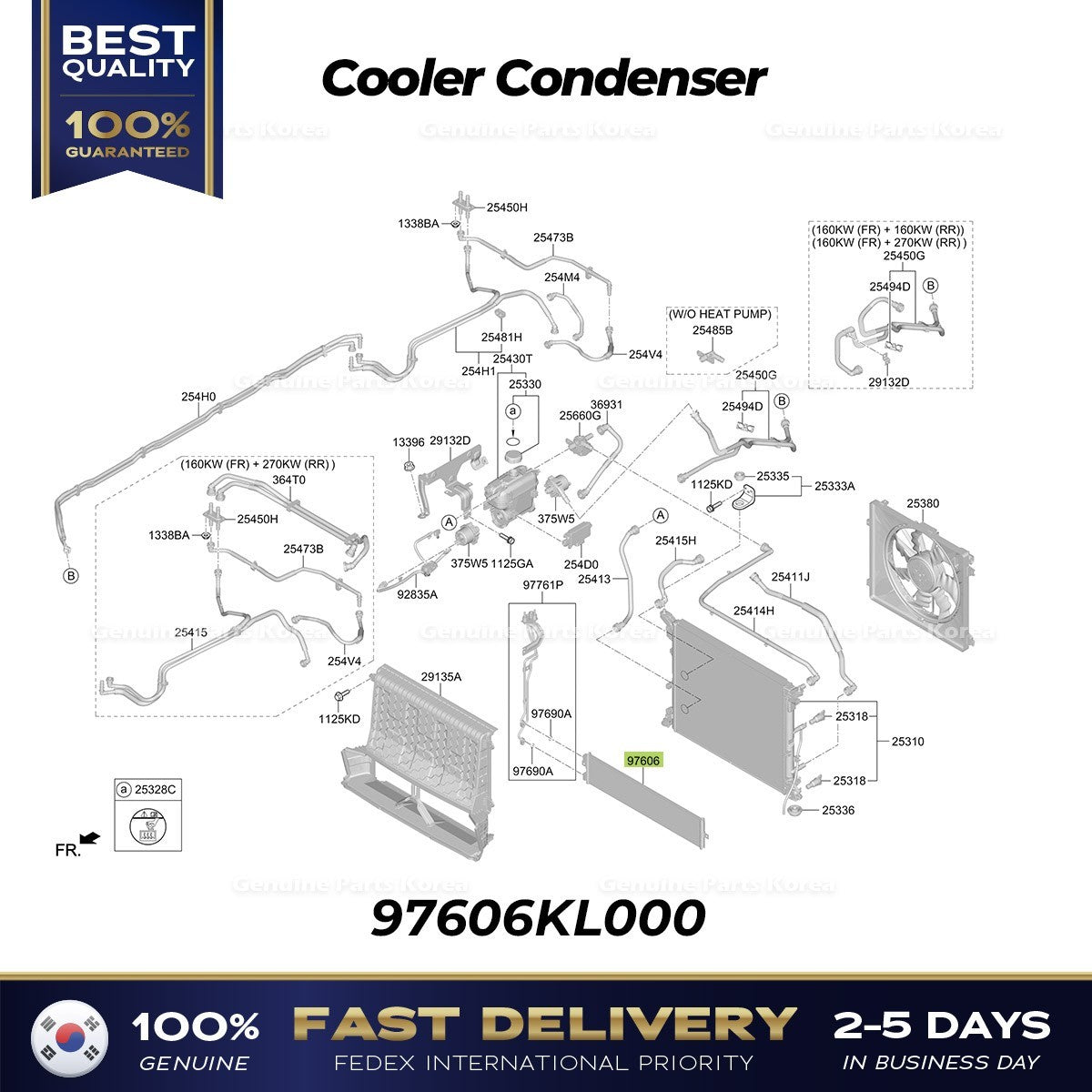 Genuine Cooler Condenser 97606KL000 for Hyundai Ioniq 6 Kia EV9