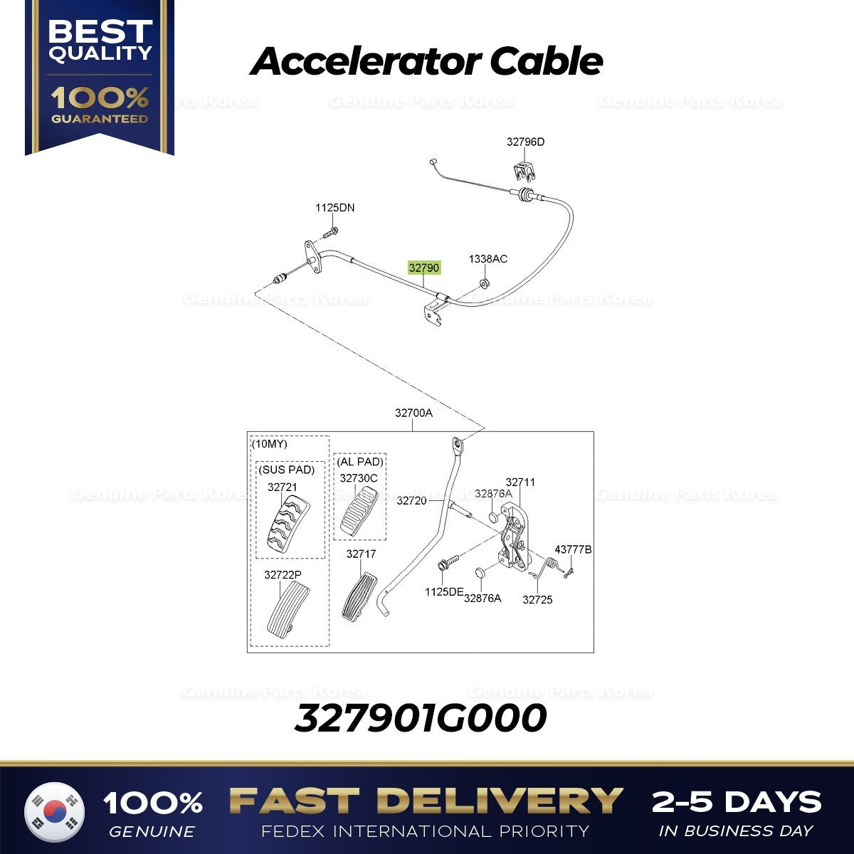 Genuine Accelerator Cable 327901G000 for Hyundai Accent Kia Rio