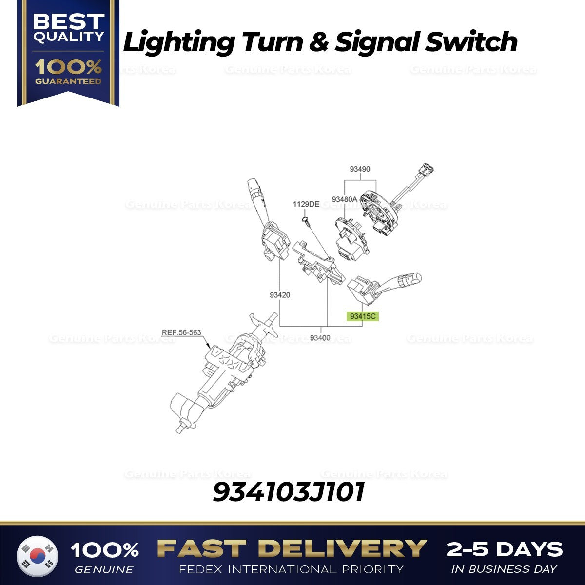 Genuine Lighting Turn & Signal Switch 934103J101 for Hyundai Veracruz