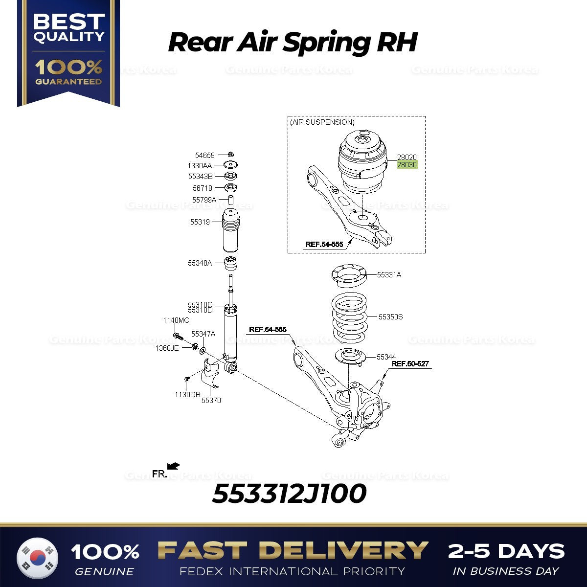 Genuine Rear Air Spring RH 553312J100 for Kia Mohave