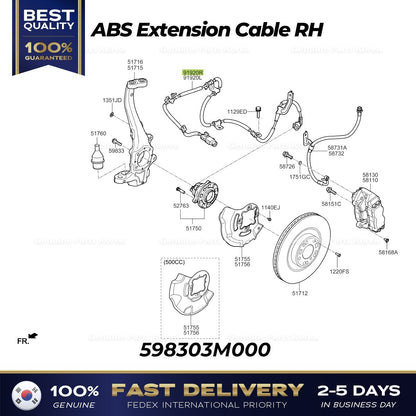Genuine ABS Extension Cable RH 598303M000 for Hyundai Equus Kia K900