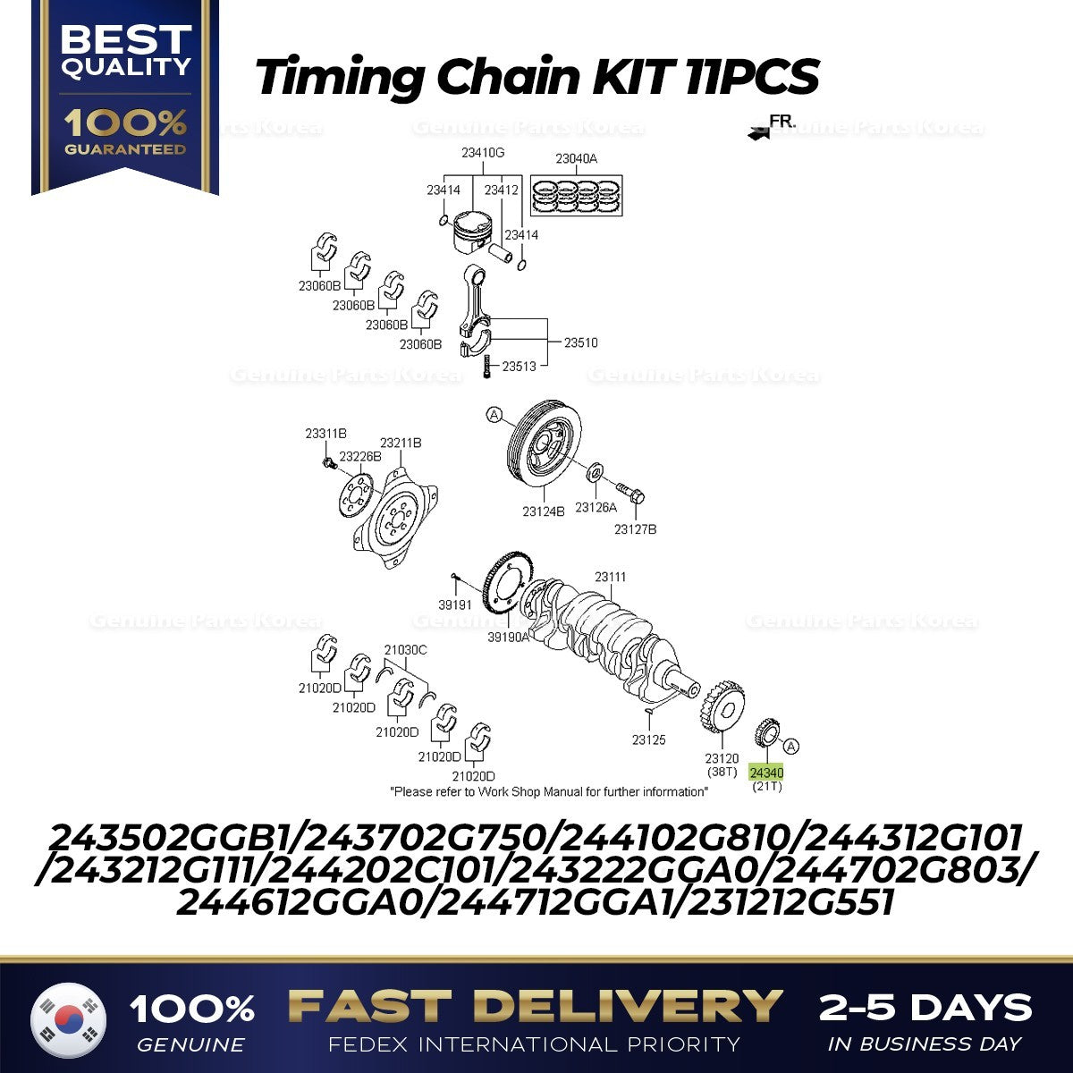 Genuine Timing Chain KIT 11PCS for Kia Sportage
