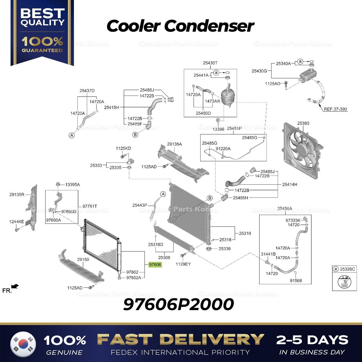 Genuine Cooler Condenser 97606P2000 for Hyundai Santa Fe Kia Sorento