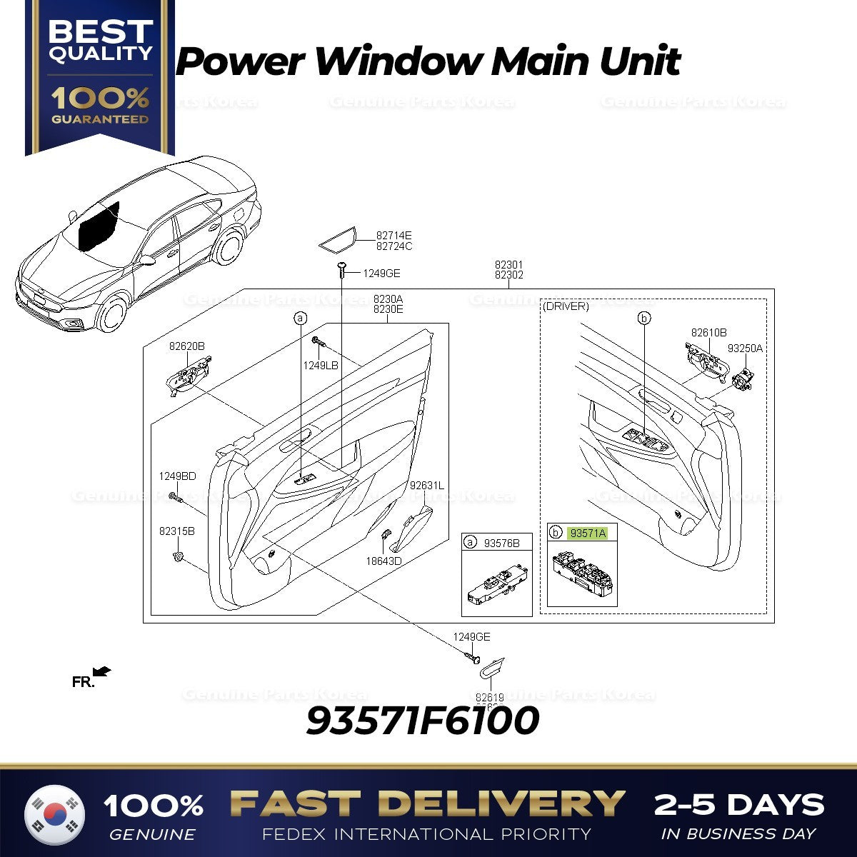 Genuine Power Window Main Unit 93571F6100 for Kia Cadenza K7