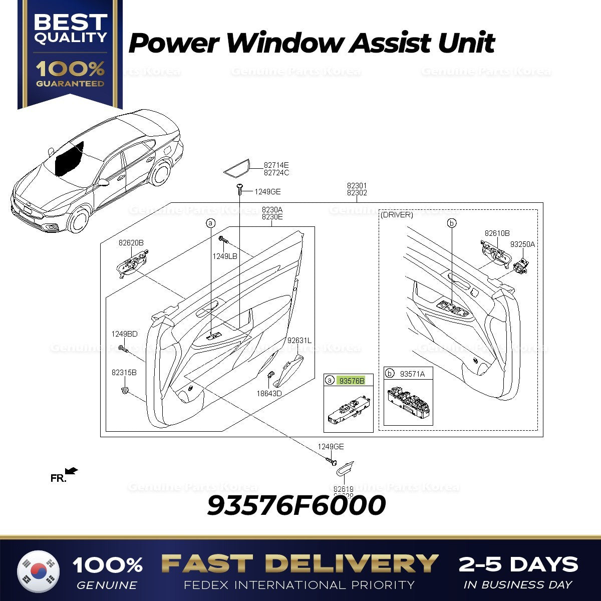 Genuine Power Window Assist Unit 93576F6000 for Kia Cadenza K7