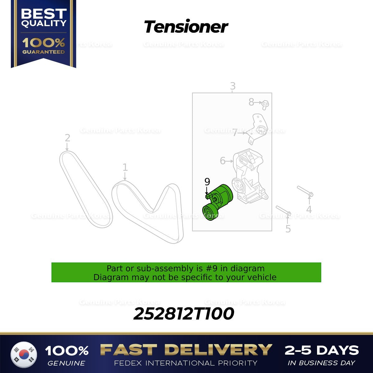 Genuine Tensioner 252812T100 for Hyundai Genesis G80 G70 GV80 GV70
