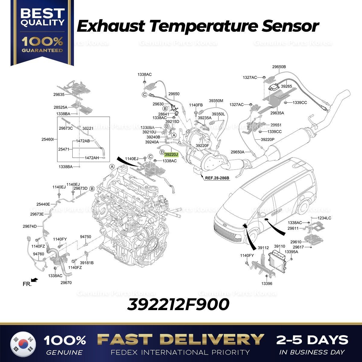 Genuine Exhaust Temperature Sensor 392212F900 for Hyundai Staria Palisade